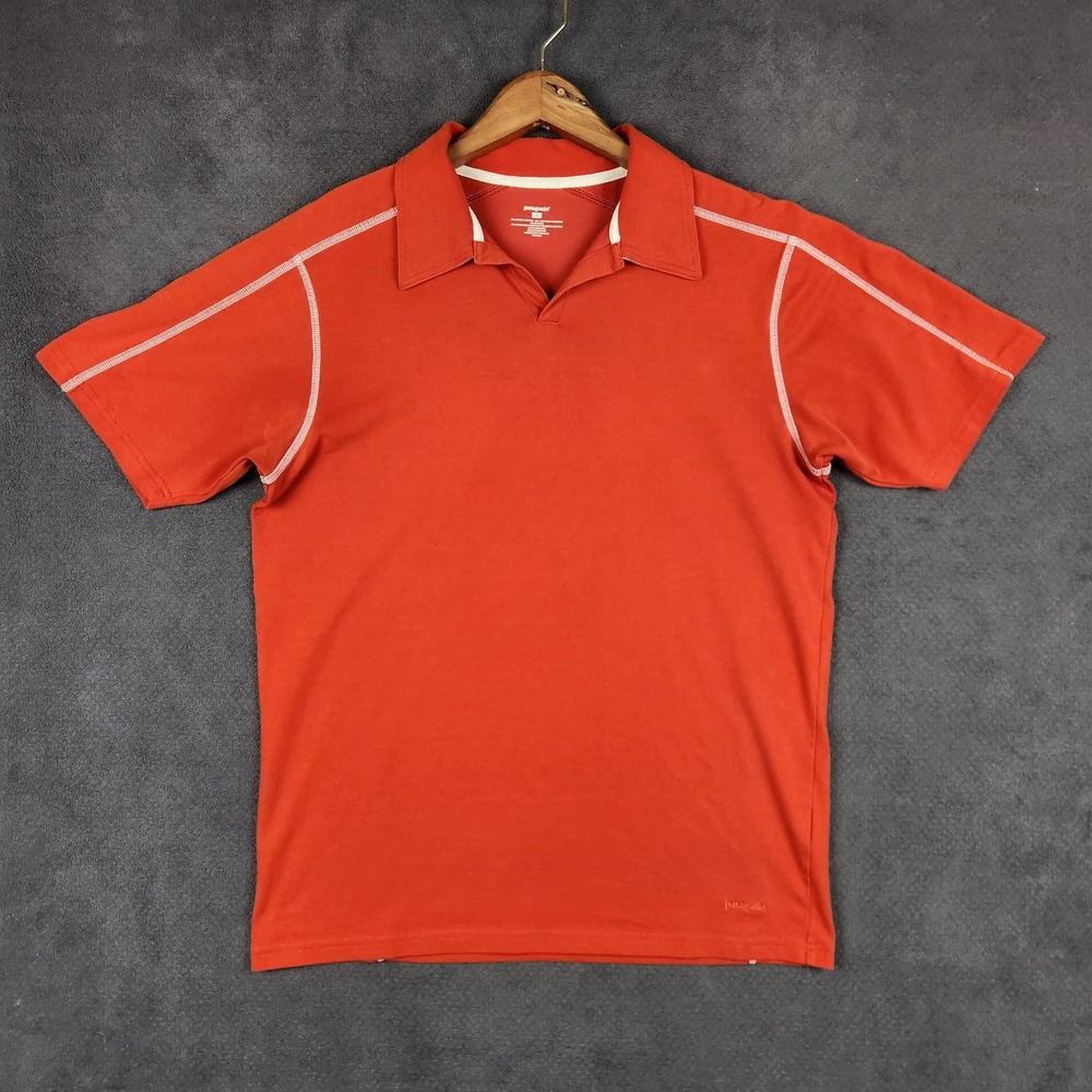 Vintage Patagonia Stretch Polo Shirt Mens Medium Orange Short Sleeve 53400
